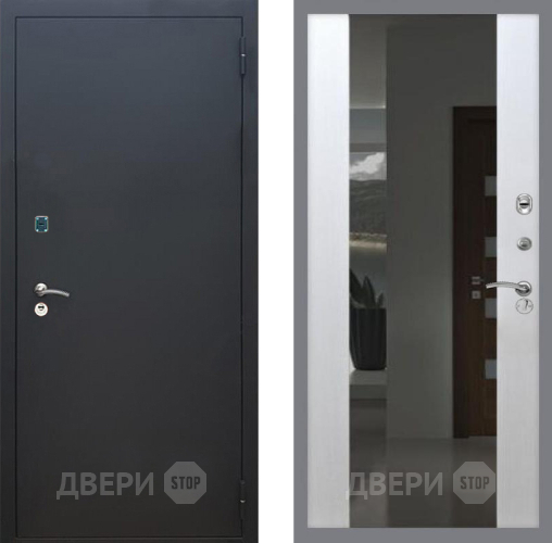 Входная металлическая Дверь Рекс (REX) 1A Черный Муар СБ-16 с Зеркалом Лиственница беж в Люберцах