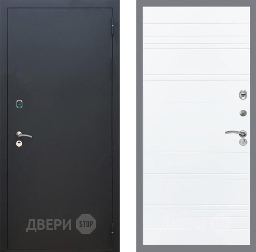 Дверь Рекс (REX) 1A Черный Муар Line Силк Сноу в Люберцах