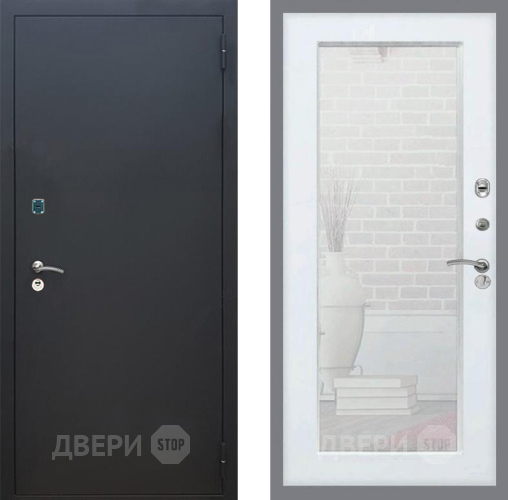 Входная металлическая Дверь Рекс (REX) 1A Черный Муар Зеркало Пастораль Белый ясень в Люберцах