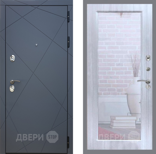 Входная металлическая Дверь Рекс (REX) 13 Силк Титан Зеркало Пастораль Сандал белый в Люберцах