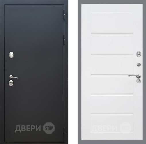 Дверь Рекс (REX) 5 Черный Муар Сити Белый ясень в Люберцах
