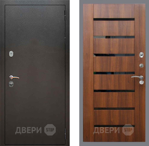 Входная металлическая Дверь Рекс (REX) 5 Серебро Антик СБ-14 стекло черное Орех бренди в Люберцах