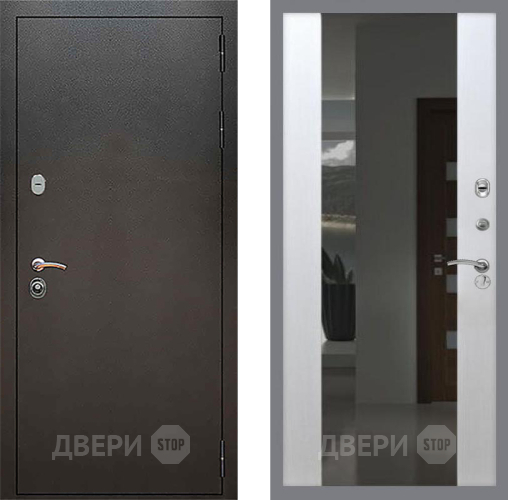 Входная металлическая Дверь Рекс (REX) 5 Серебро Антик СБ-16 с Зеркалом Лиственница беж в Люберцах