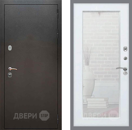 Входная металлическая Дверь Рекс (REX) 5 Серебро Антик Зеркало Пастораль Белый ясень в Люберцах