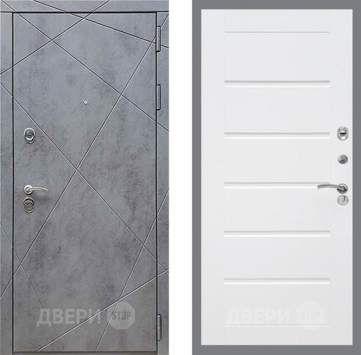 Дверь Рекс (REX) 13 Бетон Темный Сити Белый ясень в Люберцах