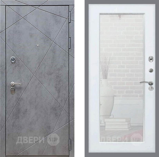 Входная металлическая Дверь Рекс (REX) 13 Бетон Темный Зеркало Пастораль Силк Сноу в Люберцах