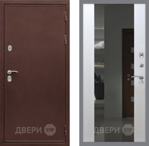 Дверь Рекс (REX) 5 металл 3 мм СБ-16 Зеркало Белый ясень в Люберцах