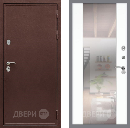 Дверь Рекс (REX) 5 металл 3 мм СБ-16 Зеркало Силк Сноу в Люберцах