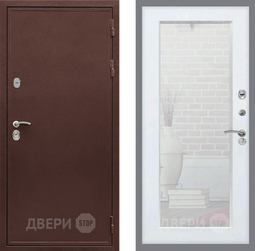 Входная металлическая Дверь Рекс (REX) 5 металл 3 мм Зеркало Пастораль Белый ясень в Люберцах